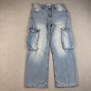 Womens Wide Leg Baggy Jeans Size 9/29 S.O.N.G. 90's Utility Cargo Skater Pockets